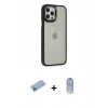 MARSİLYAN™- iPhone 12 Pro Max Kılıf Eksen Doku Prime - Siyah Joko Magic 5D Cam + Shine Kamera Lens Koruma Cam - MI