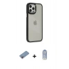 MARSİLYAN™- iPhone 12 Pro Max Kılıf Eksen Doku Prime - Siyah Joko Magic 5D Cam + Shine Kamera Lens Koruma Cam - PE