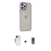 MARSİLYAN™- iPhone 12 Pro Max Kılıf Eksen Doku Prime - Siyah Joko Magic 5D Hayalet Cam + Gold Shine Kamera Lens