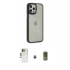 MARSİLYAN™- iPhone 12 Pro Max Kılıf Eksen Doku Prime - Siyah Joko Magic 5D Hayalet Cam + Gold Shine Kamera Lens