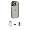 MARSİLYAN™- iPhone 12 Pro Max Kılıf Eksen Doku Prime - Siyah Joko Magic 5D Hayalet Cam + Shine Kamera Lens - LT