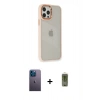 MARSİLYAN™- iPhone 12 Pro Max Kılıf Eksen Doku Prime - Siyah Joko Magic 5D Hayalet Cam + Neon Fosforlu Kamera Lens - MI