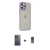 MARSİLYAN™- iPhone 12 Pro Max Kılıf Eksen Doku Prime - Siyah Joko Magic 5D Hayalet Cam + Neon Fosforlu Kamera Lens - YL