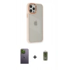 MARSİLYAN™- iPhone 12 Pro Max Kılıf Eksen Doku Prime - Siyah Joko Magic 5D Hayalet Cam + Neon Fosforlu Kamera Lens - YL