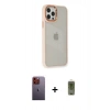 MARSİLYAN™- iPhone 12 Pro Max Kılıf Eksen Doku Prime - Siyah Joko Magic 5D Hayalet Cam + Neon Fosforlu Kamera Lens - TU