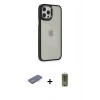 MARSİLYAN™- iPhone 12 Pro Max Kılıf Eksen Doku Prime - Siyah Joko Magic 5D Hayalet Cam + Renkli Kamera Lens Koruma Cam - MI