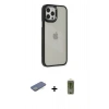 MARSİLYAN™- iPhone 12 Pro Max Kılıf Eksen Doku Prime - Siyah Joko Magic 5D Hayalet Cam + Renkli Kamera Lens Koruma Cam - YL