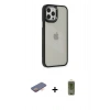 MARSİLYAN™- iPhone 12 Pro Max Kılıf Eksen Doku Prime - Siyah Joko Magic 5D Hayalet Cam + Renkli Kamera Lens Koruma Cam - TU