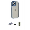 MARSİLYAN™- iPhone 12 Pro Max Kılıf Eksen Doku Prime - Siyah Joko Magic 5D Hayalet Cam + Renkli Kamera Lens Koruma Cam - MI