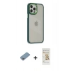 MARSİLYAN™- iPhone 12 Pro Max Kılıf Eksen Doku Prime - Siyah Mat Seramik Nano Ekran Koruyucu + Shine Kamera Lens Koruma Cam - GI
