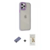 MARSİLYAN™- iPhone 12 Pro Max Kılıf Eksen Doku Prime - Siyah Mat Seramik Nano Ekran Koruyucu + Metal Kamera Lens Koruma Cam - GD