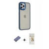 MARSİLYAN™- iPhone 12 Pro Max Kılıf Eksen Doku Prime - Siyah Mat Seramik Nano Ekran Koruyucu + Metal Kamera Lens Koruma Cam - GD