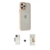 MARSİLYAN™- iPhone 12 Pro Max Kılıf Eksen Doku Prime - Siyah Mat Seramik Nano Ekran Koruyucu + Gold Shine Kamera Lens