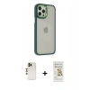 MARSİLYAN™- iPhone 12 Pro Max Kılıf Eksen Doku Prime - Siyah Mat Seramik Nano Ekran Koruyucu + Gold Shine Kamera Lens