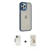 MARSİLYAN™- iPhone 12 Pro Max Kılıf Eksen Doku Prime - Siyah Mat Seramik Nano Ekran Koruyucu + Gold Shine Kamera Lens