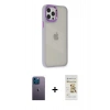 MARSİLYAN™- iPhone 12 Pro Max Kılıf Eksen Doku Prime - Siyah Mat Seramik Nano Ekran Koruyucu + Mavi Neon Fosforlu Kamera Lens