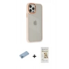 MARSİLYAN™- iPhone 12 Pro Max Kılıf Eksen Doku Prime - Siyah Mat Seramik Nano Ekran Koruyucu + Mavi Shine Kamera Lens Koruma Cam