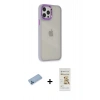 MARSİLYAN™- iPhone 12 Pro Max Kılıf Eksen Doku Prime - Siyah Mat Seramik Nano Ekran Koruyucu + Mavi Shine Kamera Lens Koruma Cam