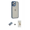 MARSİLYAN™- iPhone 12 Pro Max Kılıf Eksen Doku Prime - Siyah Mat Seramik Nano Ekran Koruyucu + Metal Kamera Lens Koruma Cam - KI