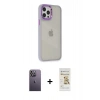MARSİLYAN™- iPhone 12 Pro Max Kılıf Eksen Doku Prime - Siyah Mat Seramik Nano Ekran Koruyucu + Neon Fosforlu Kamera Lens - BZ