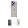 MARSİLYAN™- iPhone 12 Pro Max Kılıf Eksen Doku Prime - Siyah Mat Seramik Nano Ekran Koruyucu + Neon Fosforlu Kamera Lens - YL