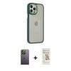 MARSİLYAN™- iPhone 12 Pro Max Kılıf Eksen Doku Prime - Siyah Mat Seramik Nano Ekran Koruyucu + Neon Fosforlu Kamera Lens - YL