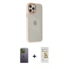 MARSİLYAN™- iPhone 12 Pro Max Kılıf Eksen Doku Prime - Siyah Mat Seramik Nano Ekran Koruyucu + Neon Fosforlu Kamera Lens - YL