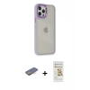 MARSİLYAN™- iPhone 12 Pro Max Kılıf Eksen Doku Prime - Siyah Mat Seramik Nano Ekran Koruyucu + Renkli Kamera Lens Koruma Cam - TU