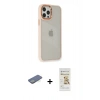 MARSİLYAN™- iPhone 12 Pro Max Kılıf Eksen Doku Prime - Siyah Mat Seramik Nano Ekran Koruyucu + Renkli Kamera Lens Koruma Cam - YL