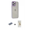 MARSİLYAN™- iPhone 12 Pro Max Kılıf Eksen Doku Prime - Siyah Mat Seramik Nano Ekran Koruyucu + Renkli Kamera Lens Koruma Cam - YL