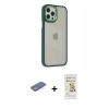 MARSİLYAN™- iPhone 12 Pro Max Kılıf Eksen Doku Prime - Siyah Mat Seramik Nano Ekran Koruyucu + Renkli Kamera Lens Koruma Cam - YL