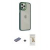 MARSİLYAN™- iPhone 12 Pro Max Kılıf Eksen Doku Prime - Siyah Mat Seramik Nano Ekran Koruyucu + Renkli Kamera Lens Koruma Cam - PE
