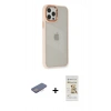 MARSİLYAN™- iPhone 12 Pro Max Kılıf Eksen Doku Prime - Siyah Mat Seramik Nano Ekran Koruyucu + Renkli Kamera Lens Koruma Cam - PE