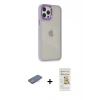 MARSİLYAN™- iPhone 12 Pro Max Kılıf Eksen Doku Prime - Siyah Mat Seramik Nano Ekran Koruyucu + Renkli Kamera Lens Koruma Cam - PE
