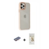 MARSİLYAN™- iPhone 12 Pro Max Kılıf Eksen Doku Prime - Siyah Mat Seramik Nano Ekran Koruyucu + Renkli Kamera Lens Koruma Cam - TU