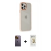 MARSİLYAN™- iPhone 12 Pro Max Kılıf Eksen Doku Prime - Siyah Mat Seramik Nano Ekran Koruyucu + Neon Fosforlu Kamera Lens - SI