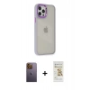 MARSİLYAN™- iPhone 12 Pro Max Kılıf Eksen Doku Prime - Siyah Mat Seramik Nano Ekran Koruyucu + Neon Fosforlu Kamera Lens - SI