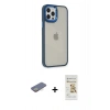 MARSİLYAN™- iPhone 12 Pro Max Kılıf Eksen Doku Prime - Siyah Mat Seramik Nano Ekran Koruyucu + Sarı Renkli Kamera Lens Koruma Cam