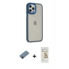 MARSİLYAN™- iPhone 12 Pro Max Kılıf Eksen Doku Prime - Siyah Mat Seramik Nano Ekran Koruyucu + Shine Kamera Lens Koruma Cam - SH