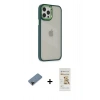 MARSİLYAN™- iPhone 12 Pro Max Kılıf Eksen Doku Prime - Siyah Mat Seramik Nano Ekran Koruyucu + Shine Kamera Lens Koruma Cam - SH