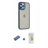 MARSİLYAN™- iPhone 12 Pro Max Kılıf Eksen Doku Prime - Siyah Mat Seramik Nano Ekran Koruyucu + Shine Kamera Lens Koruma Cam - GD