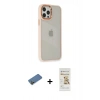 MARSİLYAN™- iPhone 12 Pro Max Kılıf Eksen Doku Prime - Siyah Mat Seramik Nano Ekran Koruyucu + Shine Kamera Lens Koruma Cam - GD