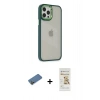 MARSİLYAN™- iPhone 12 Pro Max Kılıf Eksen Doku Prime - Siyah Mat Seramik Nano Ekran Koruyucu + Shine Kamera Lens Koruma Cam - GD