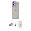 MARSİLYAN™- iPhone 12 Pro Max Kılıf Eksen Doku Prime - Siyah Mat Seramik Nano Ekran Koruyucu + Shine Kamera Lens Koruma Cam - GS
