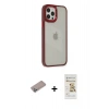 MARSİLYAN™- iPhone 12 Pro Max Kılıf Eksen Doku Prime - Siyah Mat Seramik Nano Ekran Koruyucu + Sierra Blue Shine Kamera Lens Koruma Cam