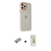 MARSİLYAN™- iPhone 12 Pro Max Kılıf Eksen Doku Prime - Siyah Mat Seramik Nano Ekran Koruyucu + Sierra Blue Shine Kamera Lens Koruma Cam