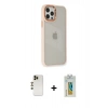 MARSİLYAN™- iPhone 12 Pro Max Kılıf Eksen Doku Prime - Siyah Polymer Nano Ekran Koruyucu + Gold Shine Kamera Lens