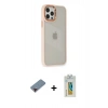 MARSİLYAN™- iPhone 12 Pro Max Kılıf Eksen Doku Prime - Siyah Polymer Nano Ekran Koruyucu + Kırmızı Metal Kamera Lens Koruma Cam