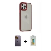 MARSİLYAN™- iPhone 12 Pro Max Kılıf Eksen Doku Prime - Siyah Polymer Nano Ekran Koruyucu + Neon Fosforlu Kamera Lens - SI