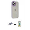 MARSİLYAN™- iPhone 12 Pro Max Kılıf Eksen Doku Prime - Siyah Polymer Nano Ekran Koruyucu + Renkli Kamera Lens Koruma Cam - SI